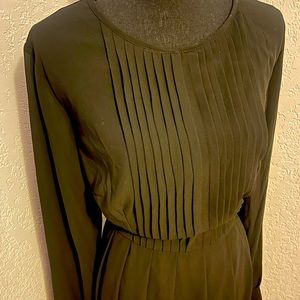 Black pleated Long sleeve Dress 2X